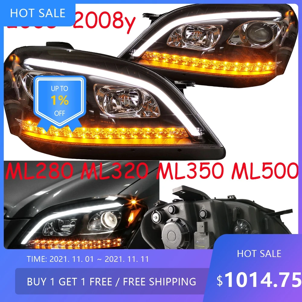 

авто бампер ML280 ML320 фара ML450 W164 фара 2005~2008 HID светодиодные автоаксессуары ML350 ML500 фара W163 противотуманная фара