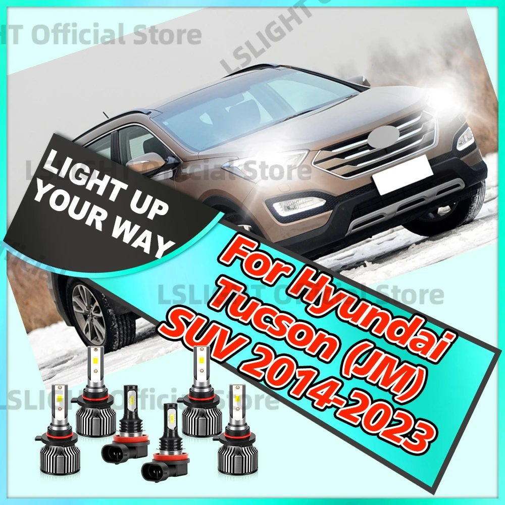 2/6x Auto High Low Beam 20000LM Headlights 3570 CSP 6000K 12V Fog Lamp For Hyundai Tucson (JM) SUV 2014-2023 2015 2016 2017 2018
