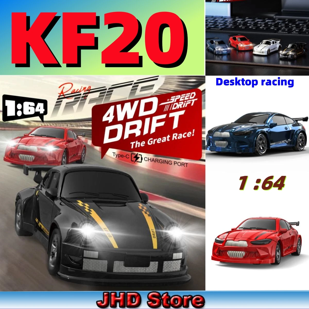 

JHD 2025 Новый дрифтовый автомобиль KF20 1:64 Четырехколесный гоночный автомобиль с дистанционным управлением Полные предложения Настольный конкурс KF20 Электрический игрушечный автомобиль