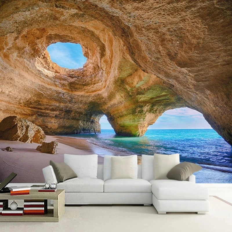 Custom Seaside Cave Wallpaper Restaurant Clubs Mural Modern Creativity Living room TV background bedroom restaurant study Hotel