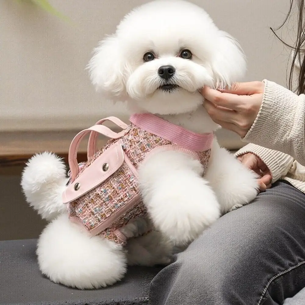 

Stylish Dog Horizontal Backpack with Leash Handle Elegant Pet Traction Backpack Breathable Edge-wrapped Cat Carrier Bag