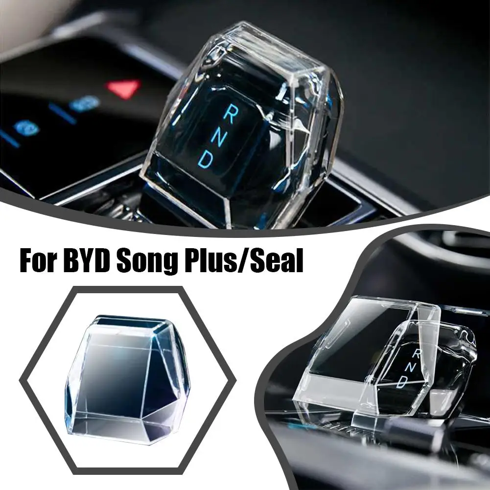 For BYD Sealion 7 Sea Lion 07 EV 2024 2025 car gear knob cover transparent ABS material gear handle Head Refit Cover Accessories
