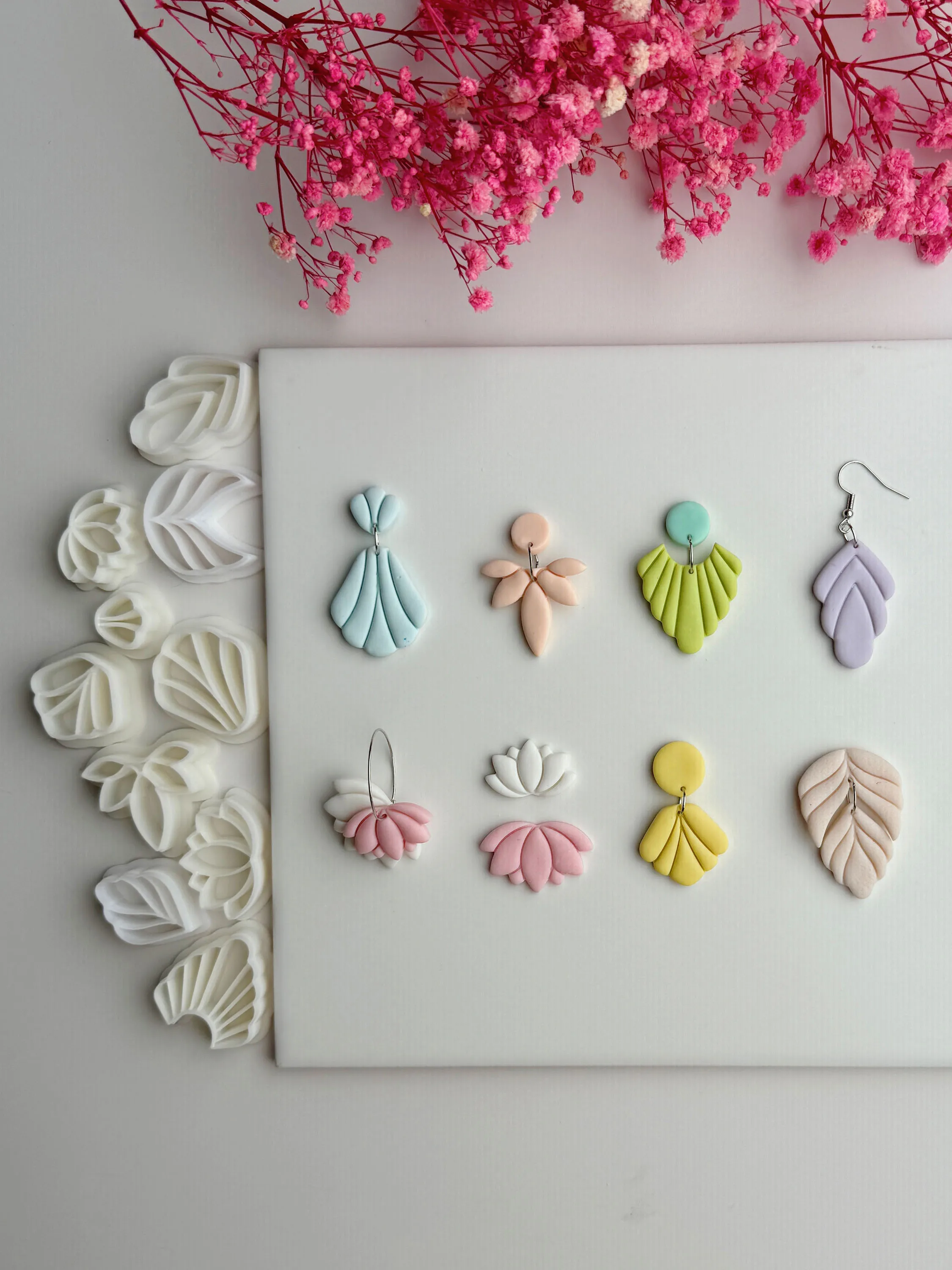 Boucles d'oreilles coupe-argile polymère feuille/Lotus/géométrie irrégulière moule de poterie douce bricolage Ins bijoux pendentif outils d'argile à modeler