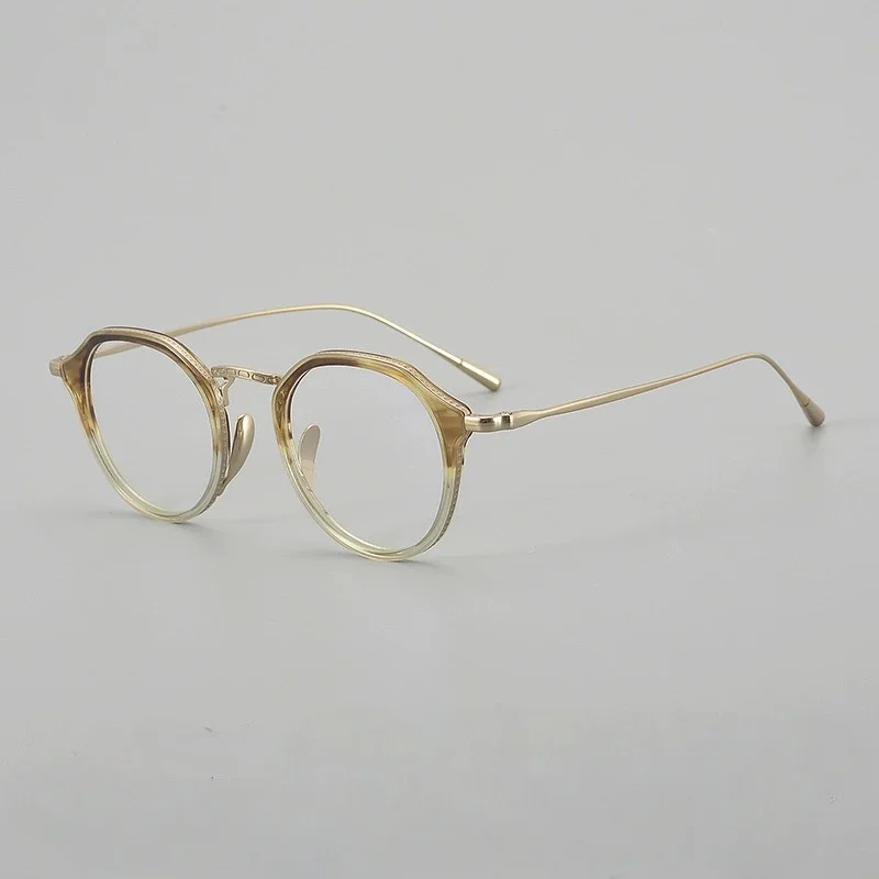

Belight Optical Pear Shape Design Men Women Acetate with Titanium Eyeglasses Frame Prescription Lens KMN-1113