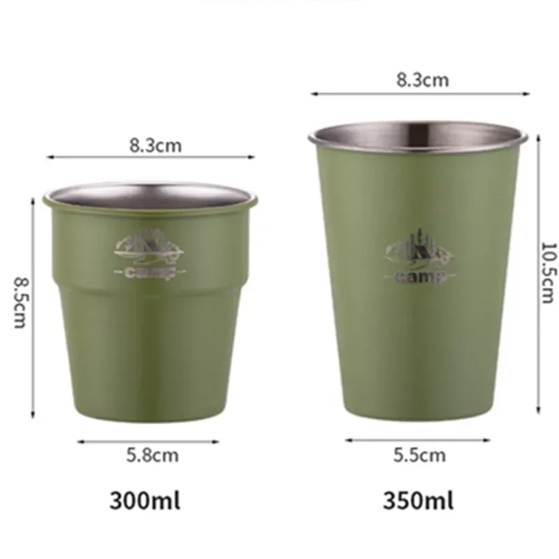 300/350ml Outdoor Camping Cup Stainless Steel Beer Wine Cups Portable   Tea Coffee Milk Mug for  Picnic