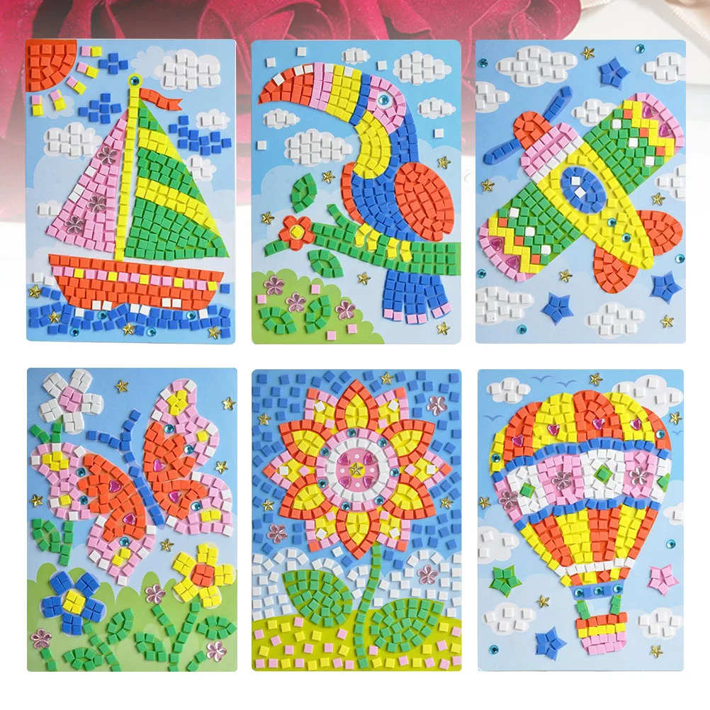 

6 Pcs Stickers for Children Crafting Supplies Kids DIY Kit Mosaic Hot Air Balloon Manual 235x165cm Picture
