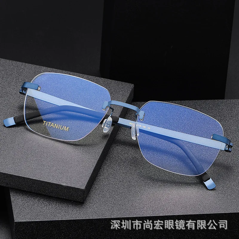 Pure Titanium Optical Glasses Frame Men Brand Design Rimless Square Eyeglasses Frameless Ultralight-Weight Eyewear