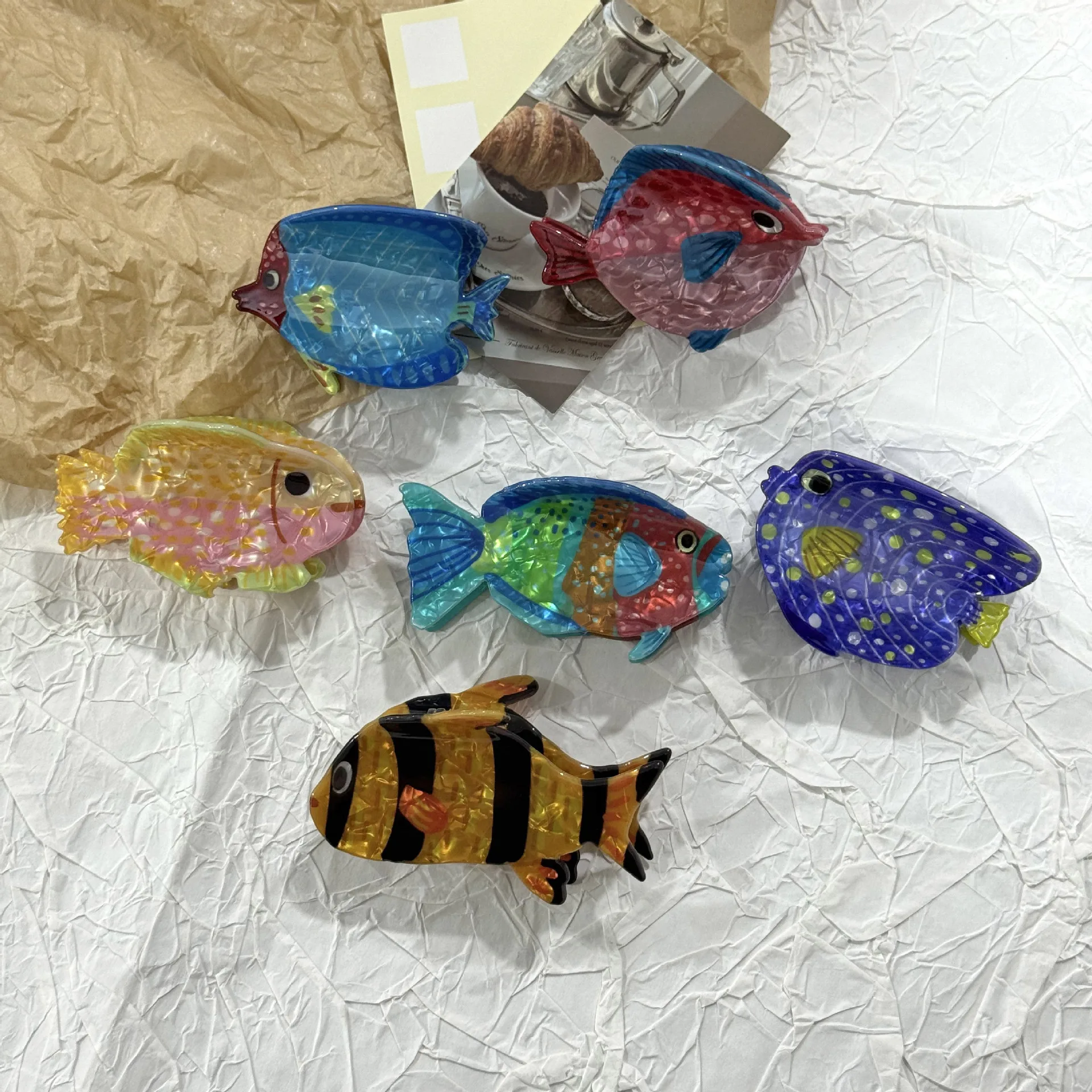 

2025 NEW Summer Beach Clownfish Hair Claw Acrylic Claw Clips Marine Tropical Fish Hair Clips for Women Girls Hair Accessories