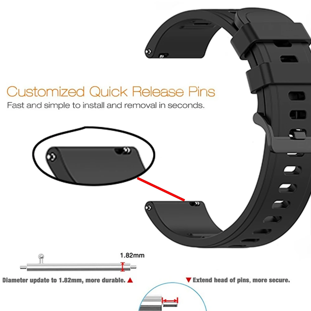 20/22mm Universal Strap For Huawei Watch GT4 46mm Silicone Watchband For Samsung Galaxy Gear s3/s2 | Huami Amazfit GTR 42/47mm