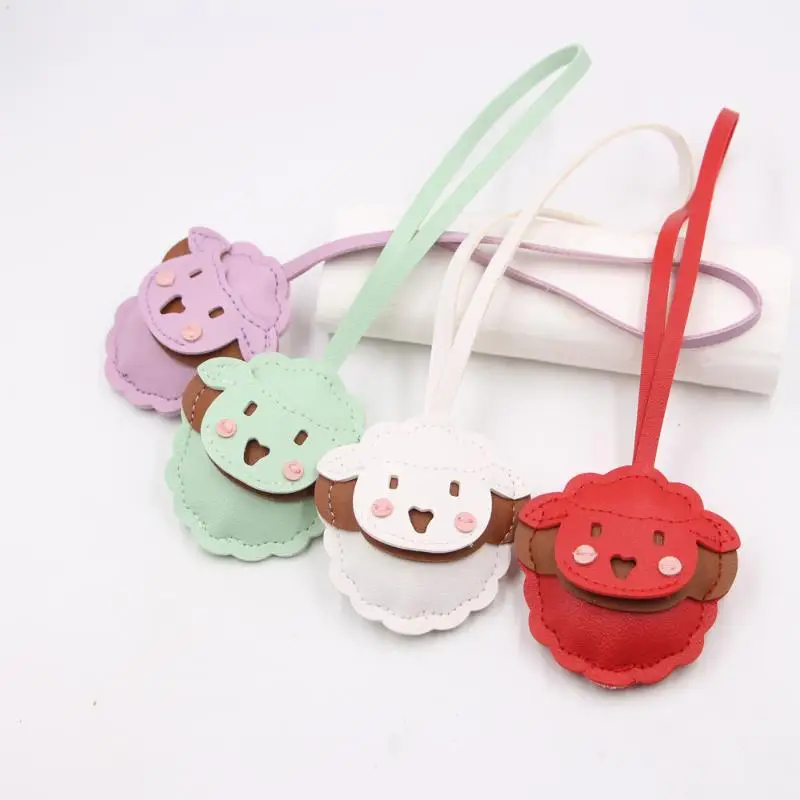 Durable PU Leather Cute Cartoon Sheep Pendant Lanyard Multiple Color Options for School Bag Key Hanger Gift for Students