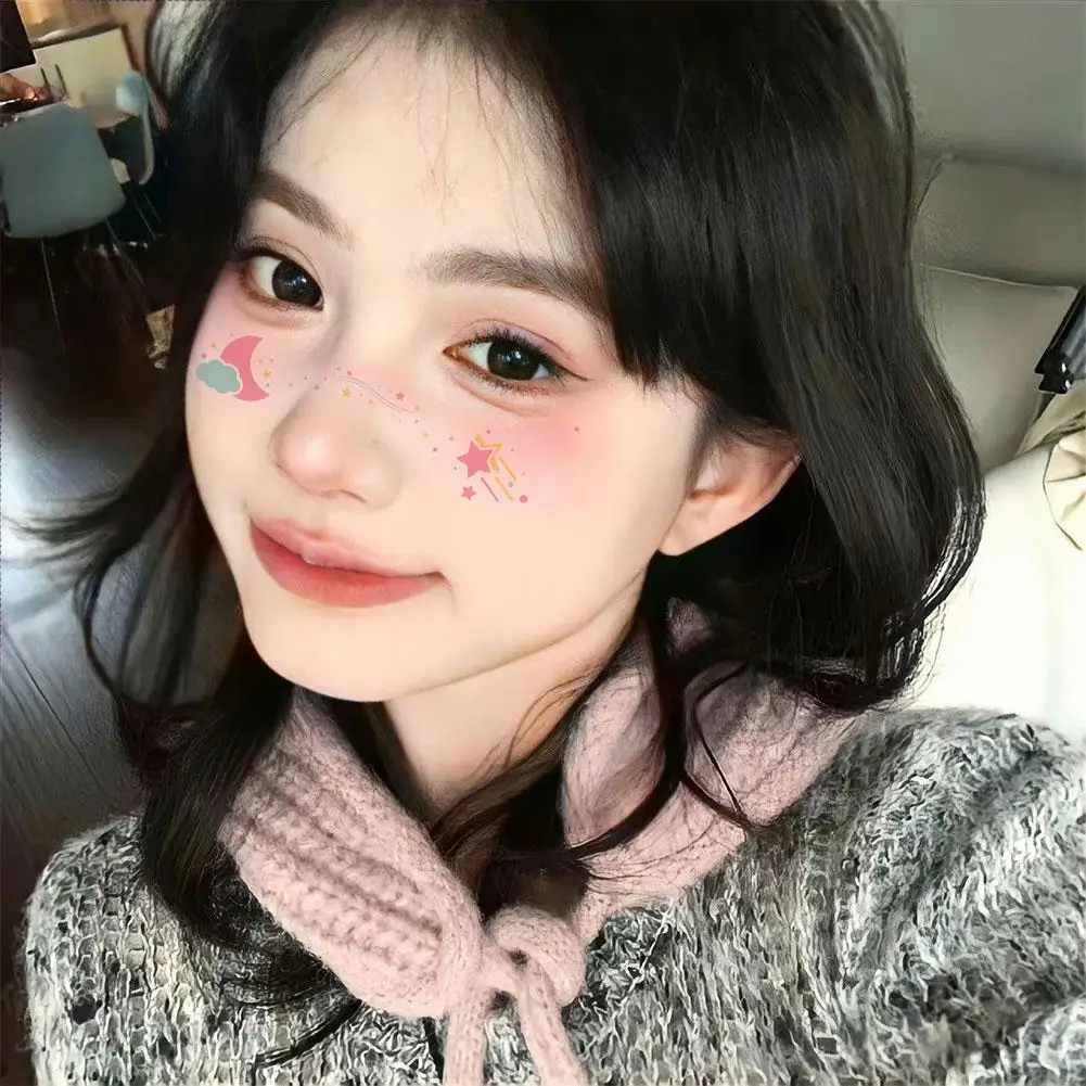 ملصق مكياج للوجه ركن العيون، ملصق تاتو مؤقت، فن الجسم، حفلة ذاتية اللصق، حب إبداعي، لطيف، ملون، حلو