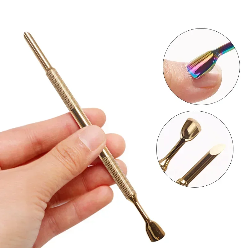 Double-ended roestvrijstalen nagelriemschuiver nagel manicure remover manicure sticks nail art gereedschap nagelriemschuiver gereedschap