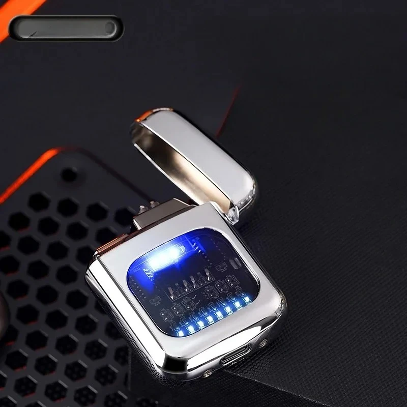 

2026 Металлический магнитный слайдер с двойной дугой, ветрозащитная зажигалка Type-C, USB-зарядка, аксессуар для курения