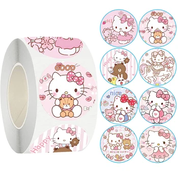 500 stks/rol Cartoon Sanrio Stickers Kawaii Hello Kitty Kuromi Melodie Diy Pvc Laptop Decals Decoratie Stiker Kid Beloning Gift speelgoed