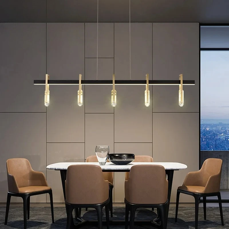 

Interior lighting living room kitchen dining room LED chandelier Postmodern lamp luxury copper crystal Pendant lamps Nordic home