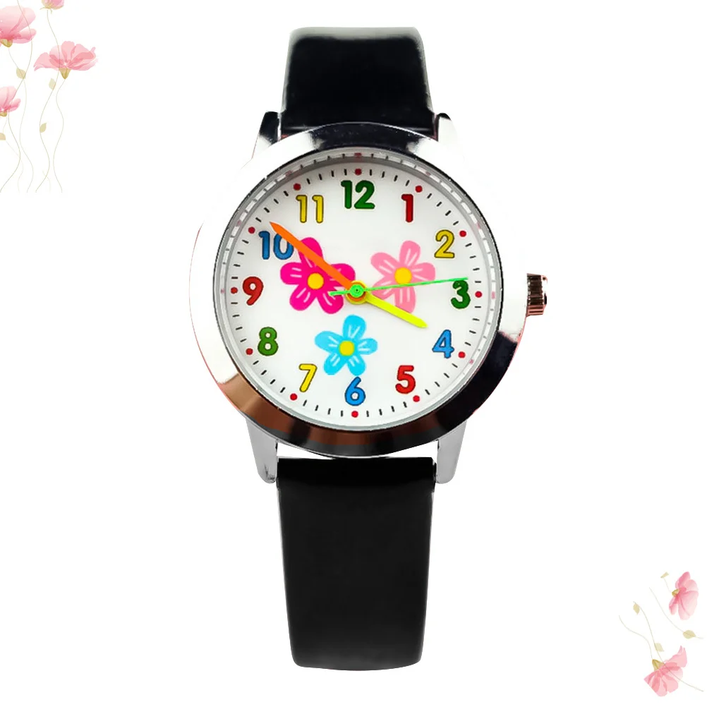 

Часы с черным цветочным узором, креативный кварцевый механизм, модные часы, удобный ремешок, подарок на день рождения для студентов