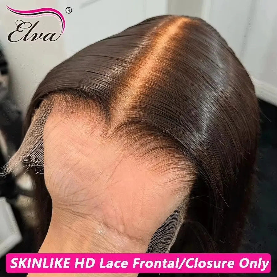 

Натуральные HD-пряди для фронтальной накладки (13x6, 13x4, 5x5, 6x6, 9x6) с невидимой кружевной основой, имитирующей кожу, из необработанных человеческих волос: Body Wave и прямые, Elva Hair