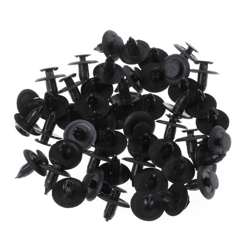 

50 Pcs Black Car Door Fender Trunk Fastener Panel Clips Rivet 6mm Hole For Mazda