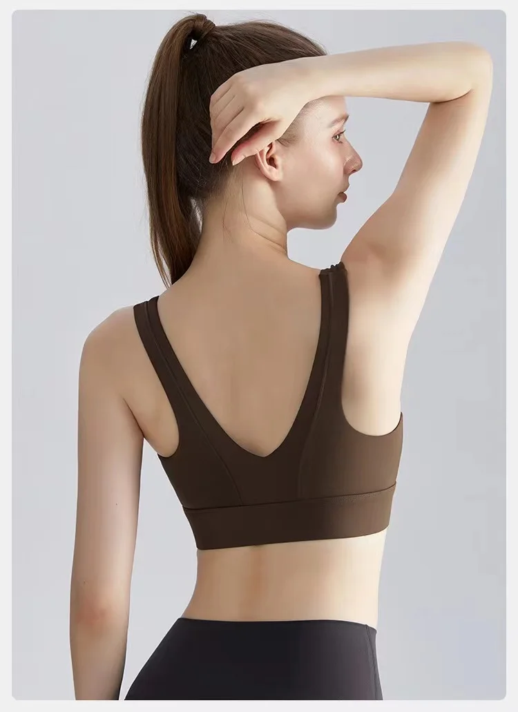 Europe and the United States fashion back sports vest female fitness one fixed cup wearing high strength shock-proof yoga female