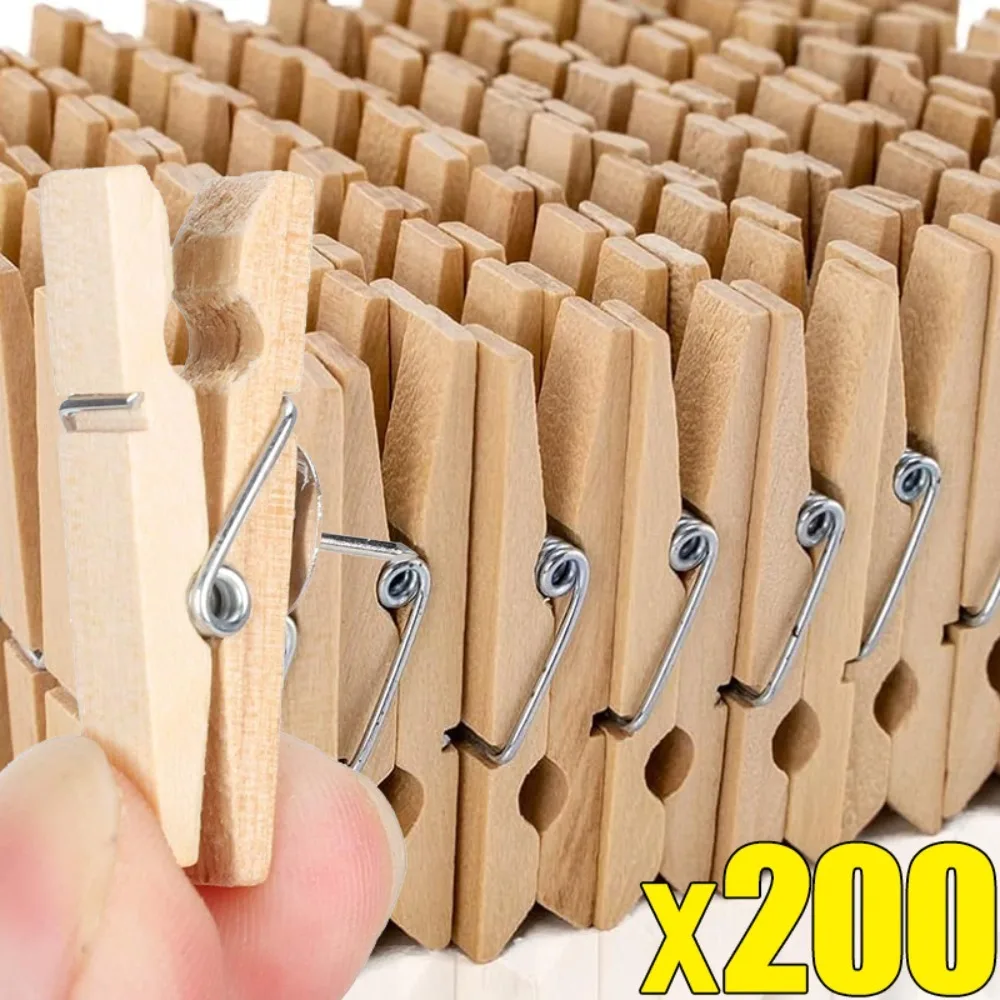 Miniclips de madera para fotos, Clips de almacenamiento para oficina, suministros de decoración del hogar, 200/50 piezas