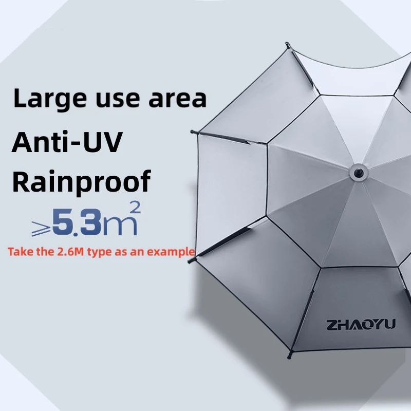 Upgraded Outdoor Fishing Umbrella 2.0/2.2/2.4/2.6M Adjustable Big Umbrella Double Thickened Layer Folding Beach Umbrella Parasol