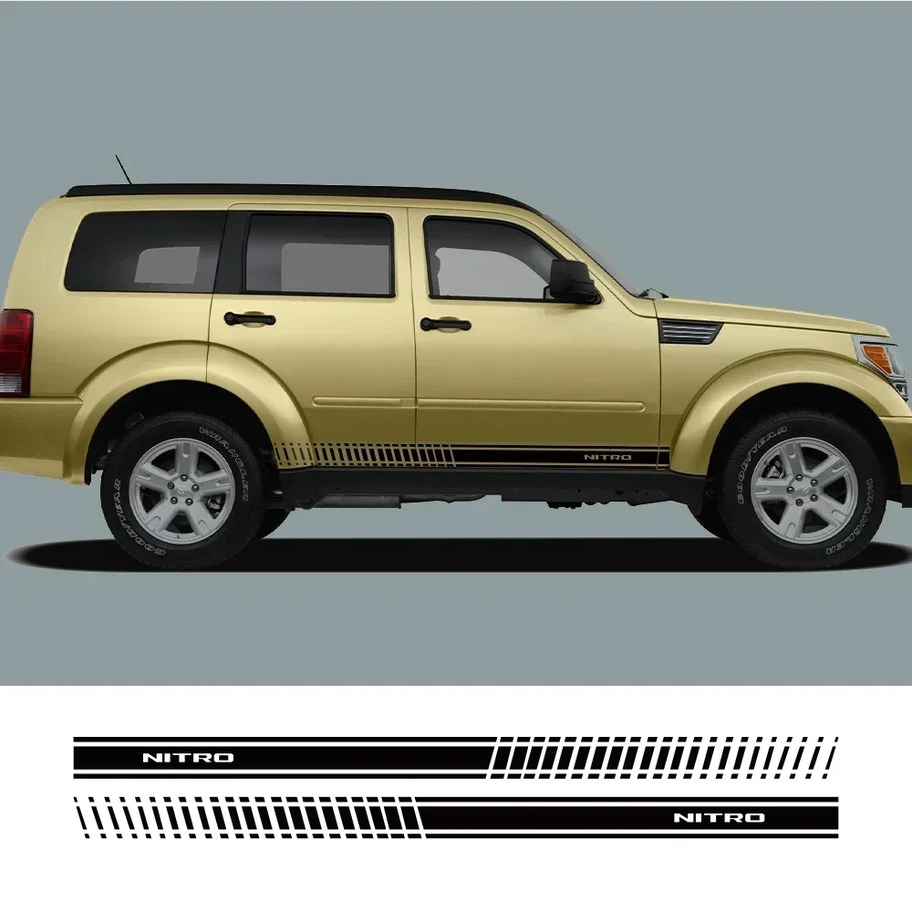 For Dodge Nitro 2PCS Car Door Side Stickers Line Letter Sport Stripes Graphics Vinyl Film Decor Decals Tuning Auto Accessories