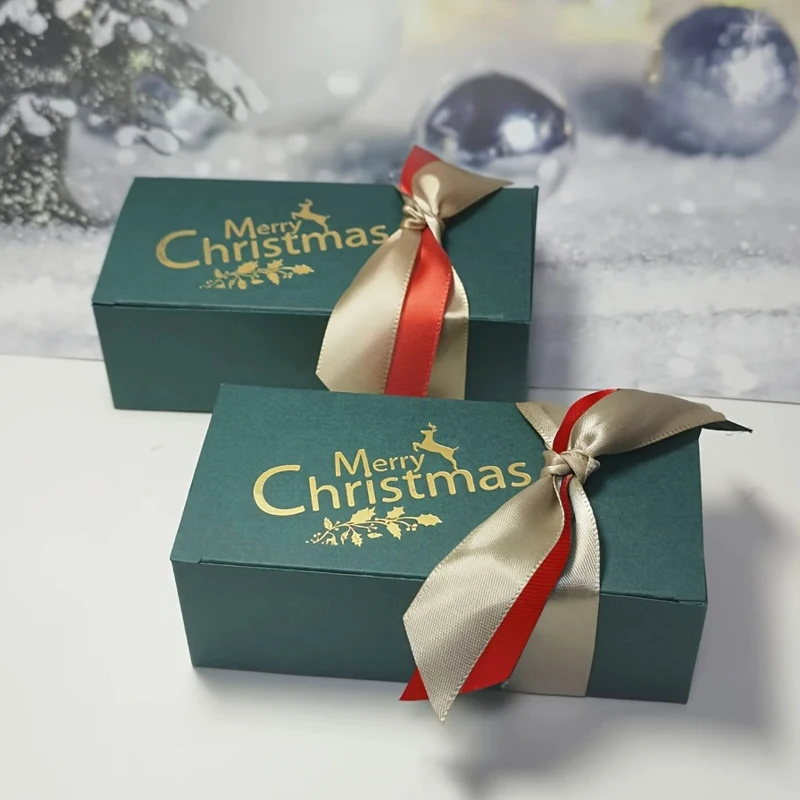 10-teilige Weihnachts-Geschenkbox mit Süßigkeitenband, verwendet für Weihnachtsgeschenke, Weihnachtsfeierdekorationen, saisonale Verpackungsboxen