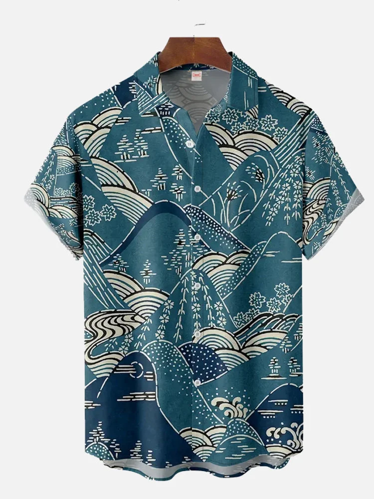 Camisas con estampado de desierto de cactus para hombre, camisa informal de moda hawaiana para resort en la playa, camisas estampadas vintage con