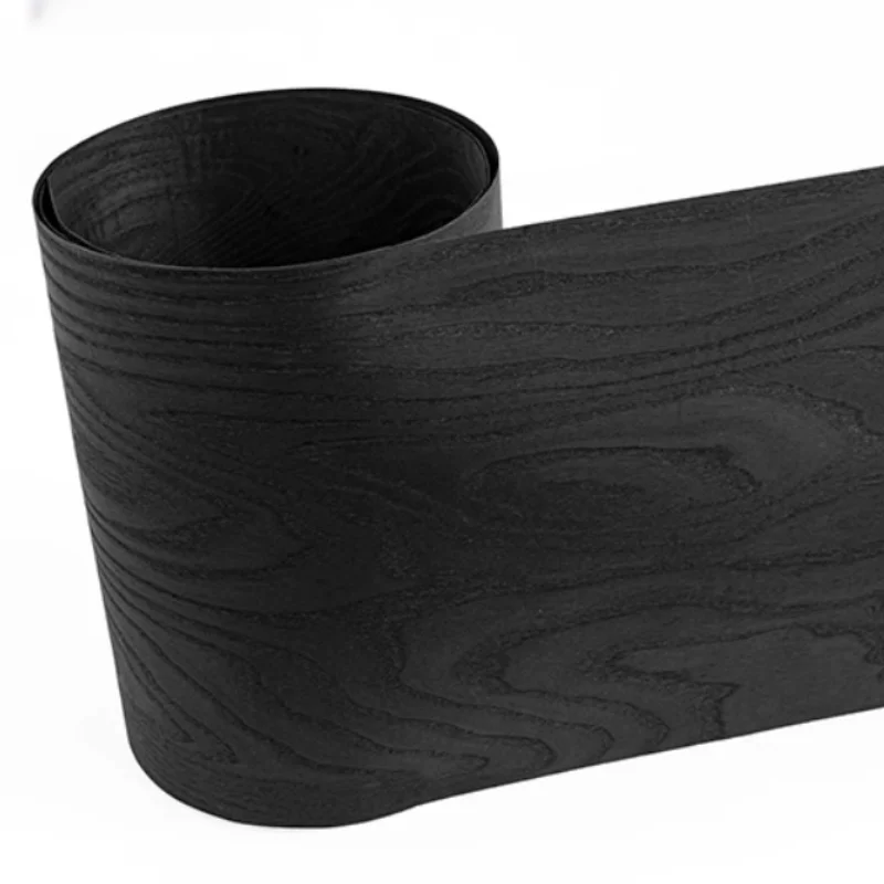 Natural dyed black rotary cut white tucked white wax solid wood veneer decoration furniture speaker L:2.5Metersx290x0.5mm