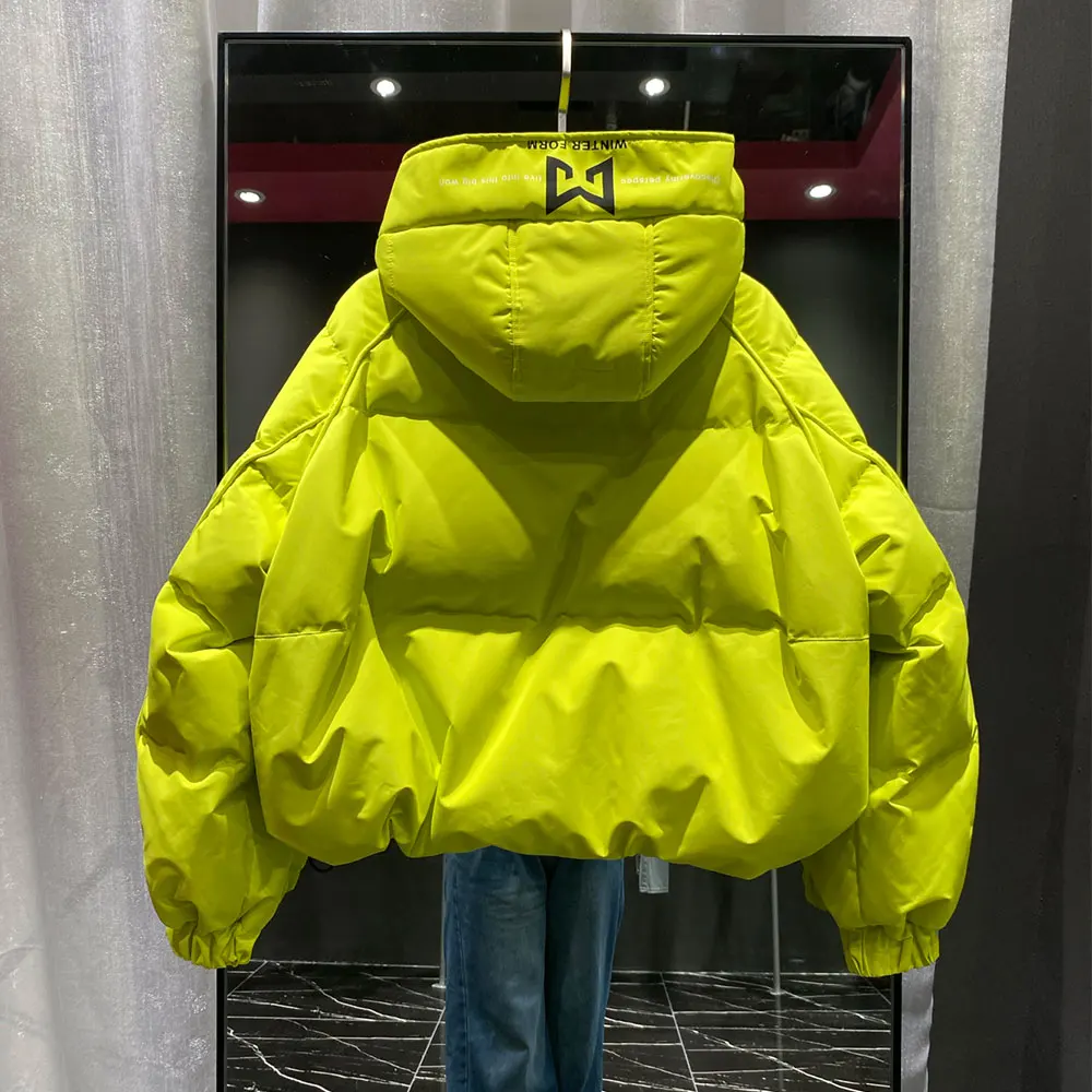 Abrigo de plumón de pato blanco para mujer, abrigo hinchado Vintage, Parkas cortas con capucha, chaquetas cálidas gruesas informales para mujer