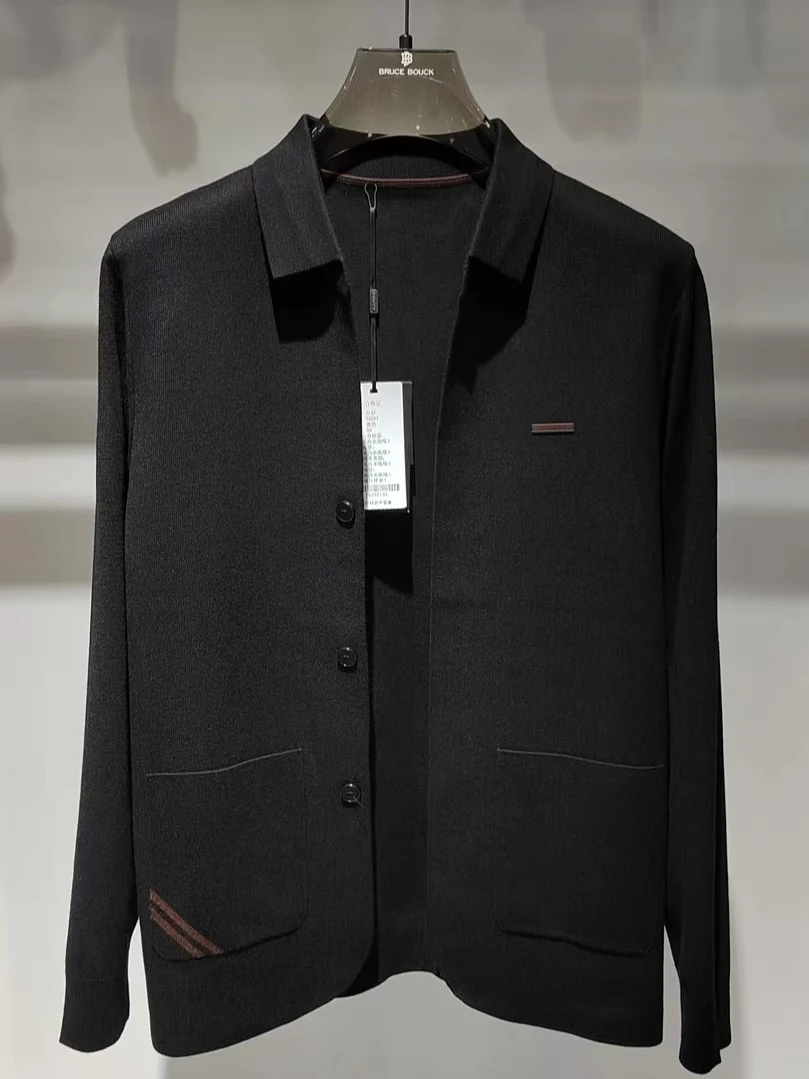 

Высококачественный мужской вязаный кардиган на весну-осень: повседневный, модный, универсальный, комфортный, деловой, с круглым вырезом, длинный рукав