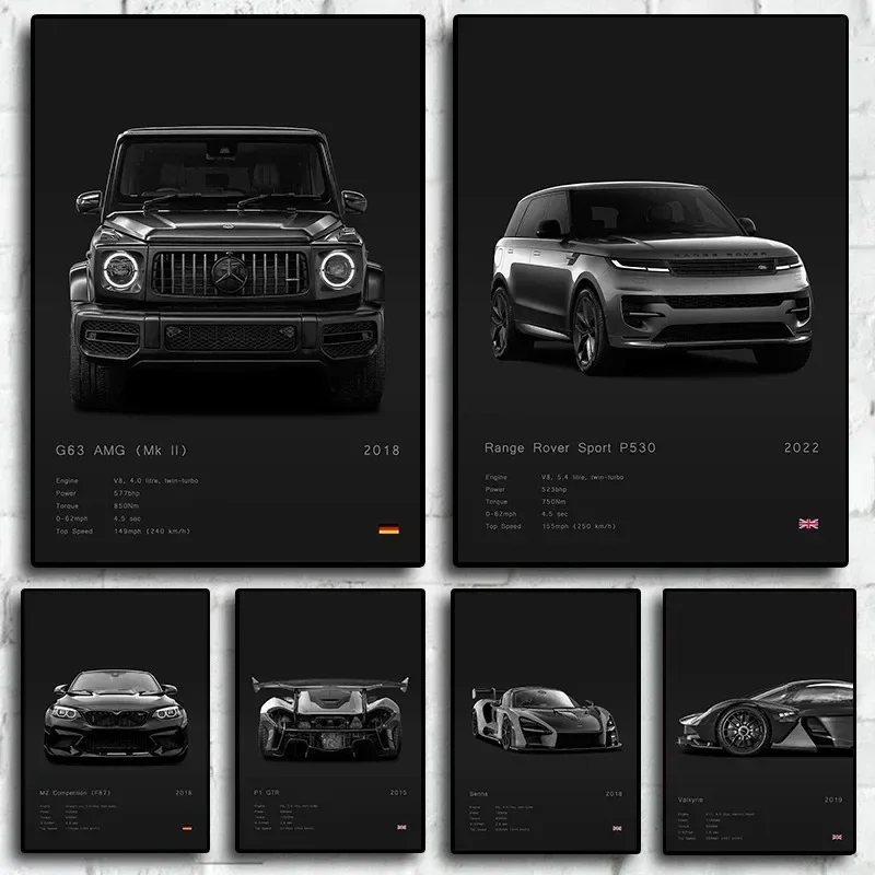 Modern Design Home Decoration Classic Popular Car Brand Motorsport Supercar Canvas Painting Wall Art Aesthetic Room Decor Poster