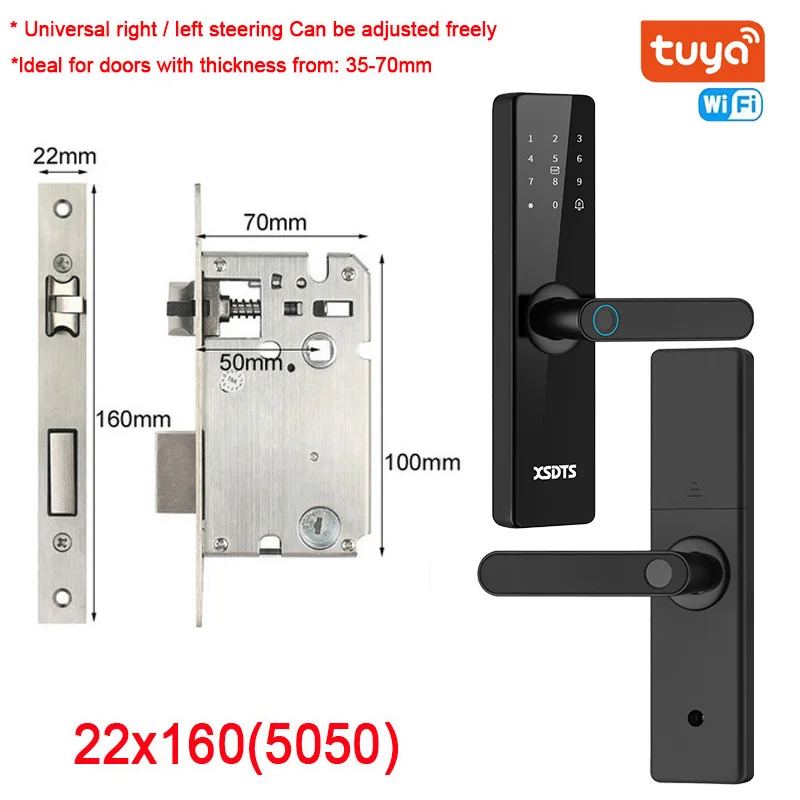 Nova fechadura inteligente eletrônica tuya wifi com impressão digital biométrica/cartão inteligente/senha/desbloqueio chave/carga de emergência usb