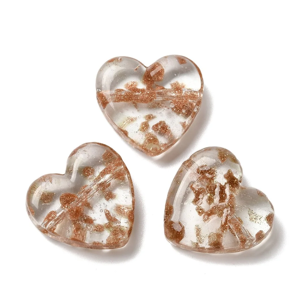 20Pcs Heart Handmade Lampwork Beads Love Heart Glass Spacer Loose Bead for DIY Bracelet Earring Jewelry Making 20x20x7mm