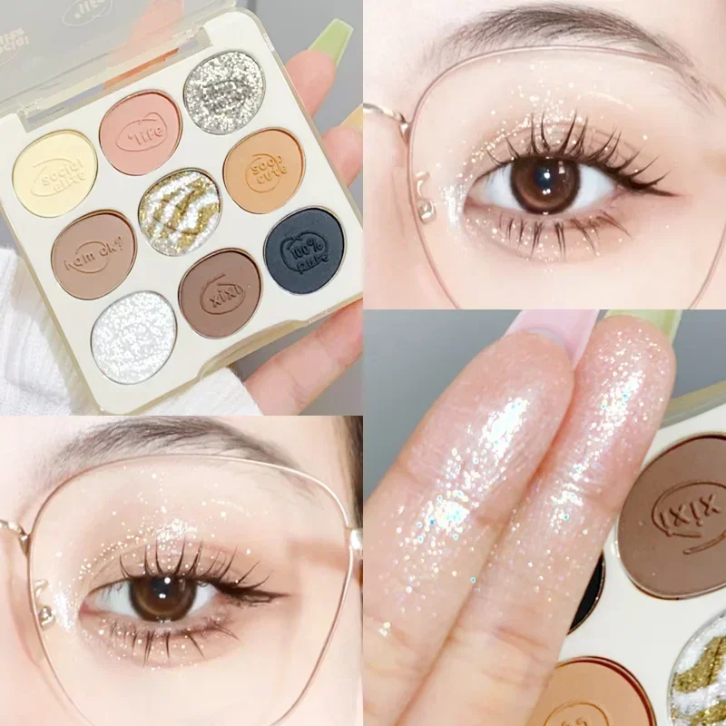 

XiXi Original Eyeshadow Palette 9-Colors Shiny Sequins Natural Cute Eye Shadow Matte Long-Lasting Waterproof Makeup Rare Beauty