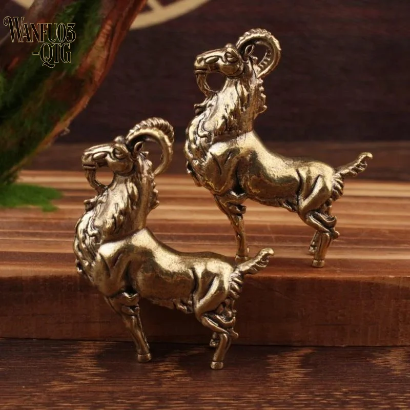Figuras de animales en miniatura de latón retro, antílope con barba, artesanía creativa de metal, adorno para el hogar, oficina o escritorio, 1 unidad, ¡Oferta!