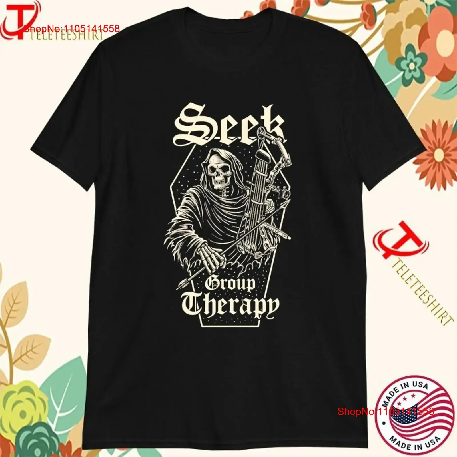 

Seek Group Therapy Skeleton T shirts vintage Washed designer clothes fashion Comfortable Slightly streetwear Soft