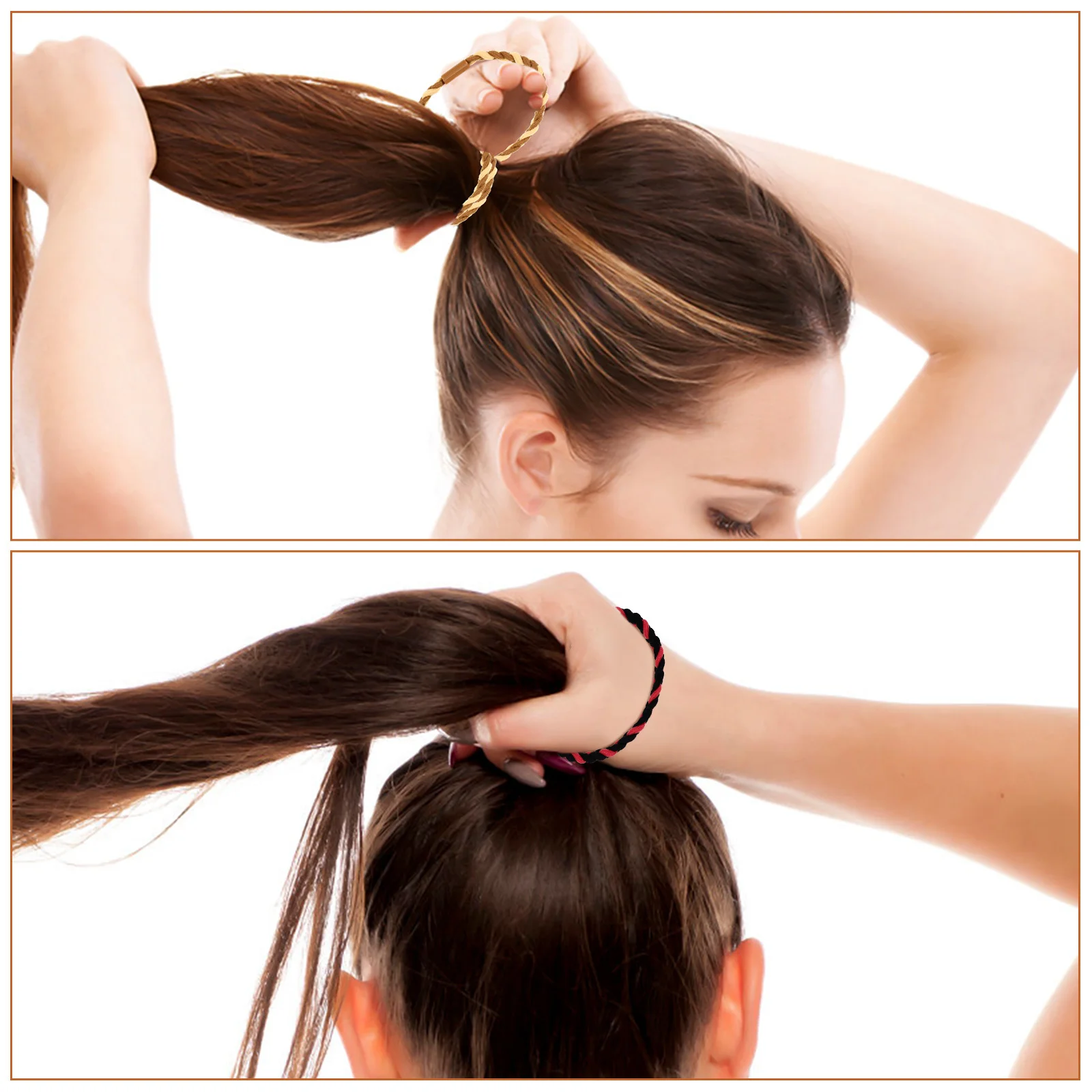 

10Pcs Nylon Braided Hair Ties Strong Hold Ponytail Cuffs for Exercise Daily Wear Colorful Hair Styling Accessories