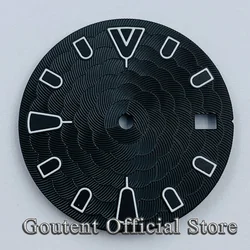 Goutent 28.5mm Sterile Black Dial​ Fit NH35 Automatic Movement Fit 3 O'Clock Crown 3.8 O'Clock Crown With Calendar Window