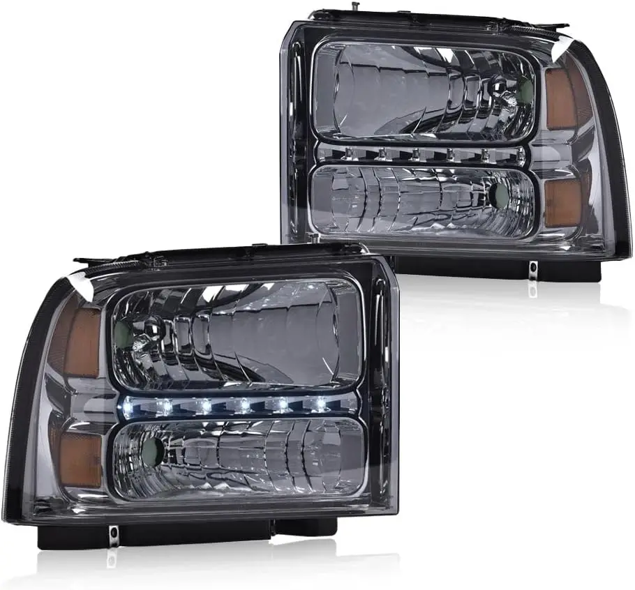 

Headlight Assembly LED Point Style Compatible with Ford F250 F350 F450 F550 2005-2007 /Fit Ford Excursion 2005 Clear Black Headl
