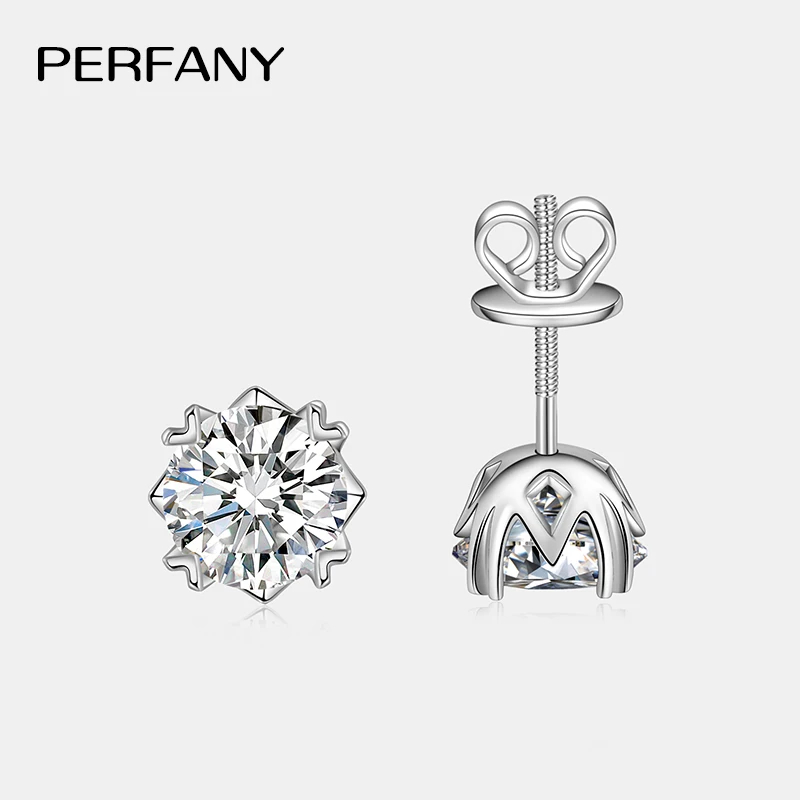 

PERFANY 0,3-2 карата серьги-гвоздики с муассанитом женские S925 чистое серебро блестящие лабораторные культивирующие бриллианты модные высокие ювелирные изделия