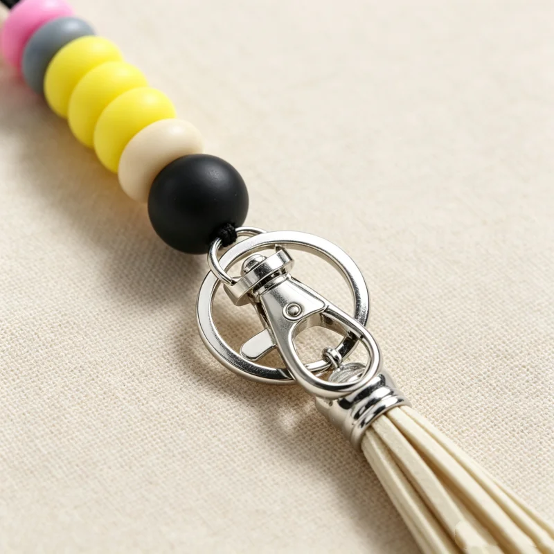 Lovely Yellow Silicone Beaded Detachable ID Lanyard 2 Pack with Key Hook, Stylish Name Tag Strap Suitable for Female Educators,