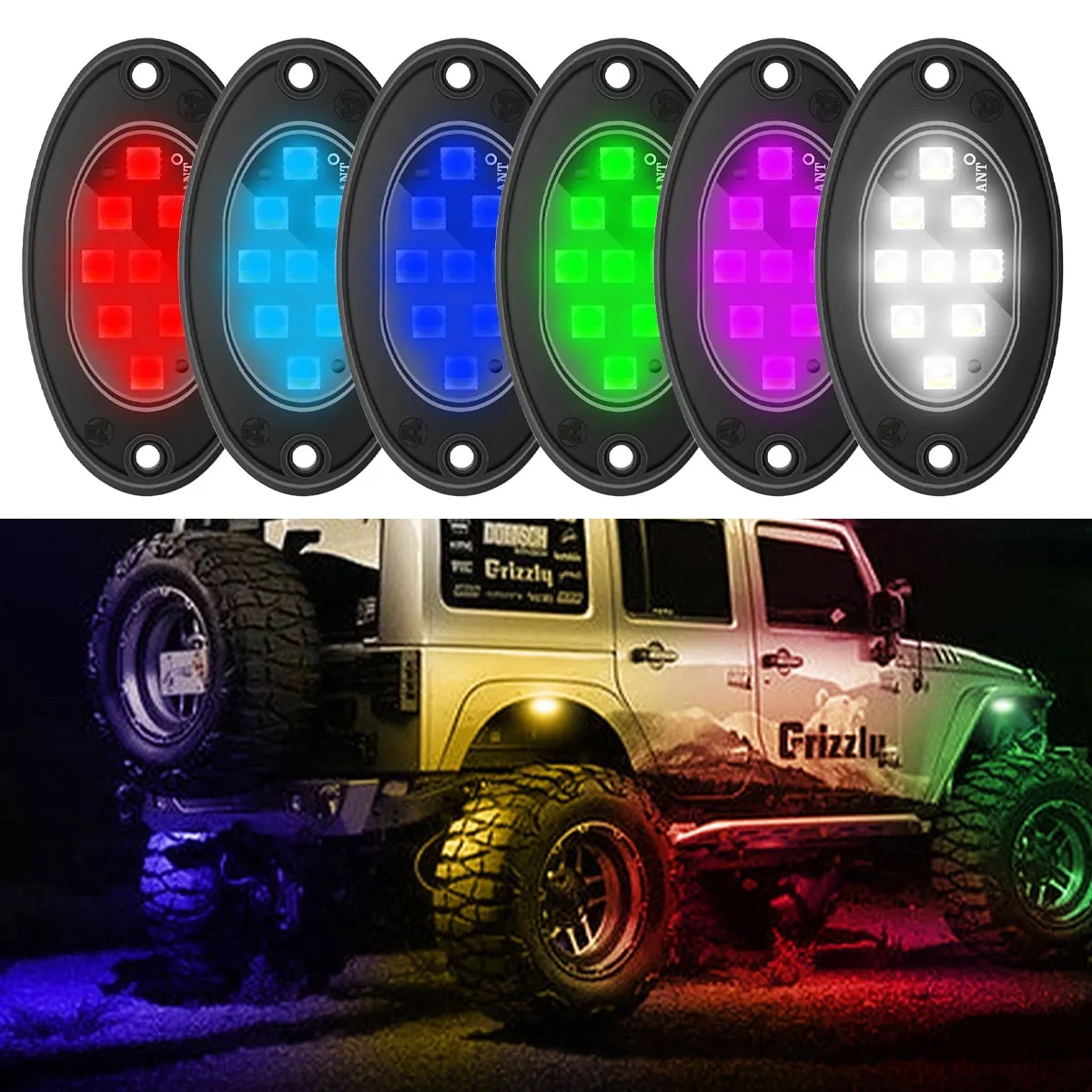 1pc/2pcs Car RGB Strobe Light LED Underglow Chassis Decorative Light Universal 9SMD Airplane Aircraft Light Truck SUV Rock Light