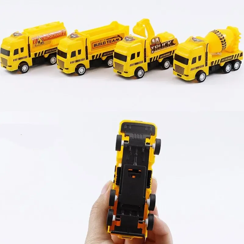 4 Pcs Small Construction Vehicles Pull Back & Go Friction Powered for Toddlers Travel Car Toys Age 3-5 Birthday Gift
