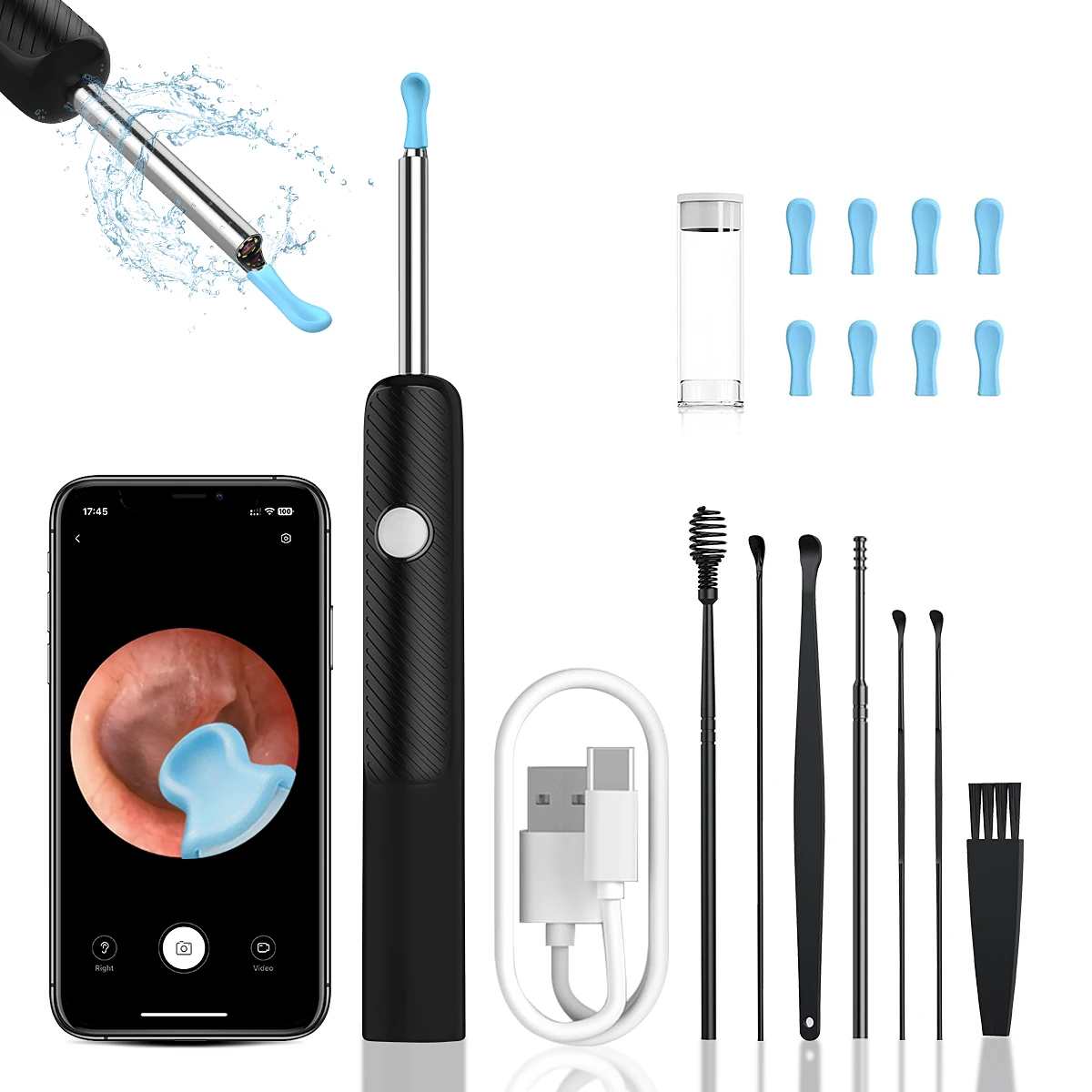 

Ear Wax Removal Tool Camera, Ear Cleaner with Camera, 1080P HD Ear Camera and 8LED Light, Ear Wax Removal Kit with7Ear Pick