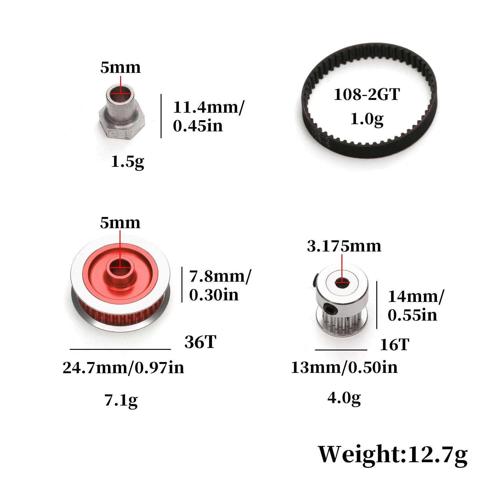 32T-16T Riemenantriebssatz für TAMIYA 1/10 TT02-Serie RC-Spielzeugautoteile