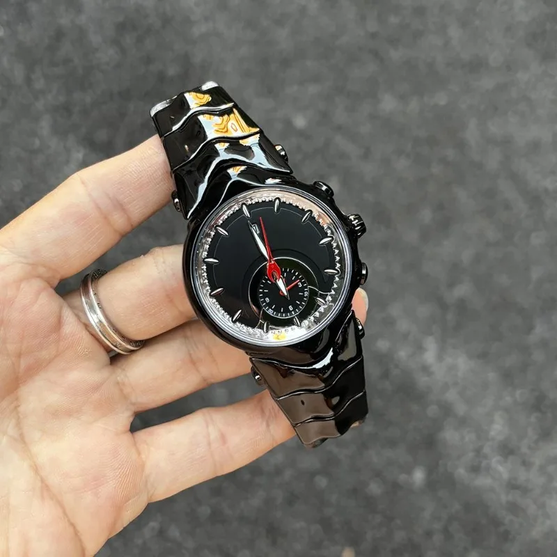 ساعة Y2K للرجال بتصميم غير منتظم باللونين الأبيض والأسود، مقاومة للماء، رياضية، طراز عصري ورائع، ساعة يد متخصصة راقية. #4