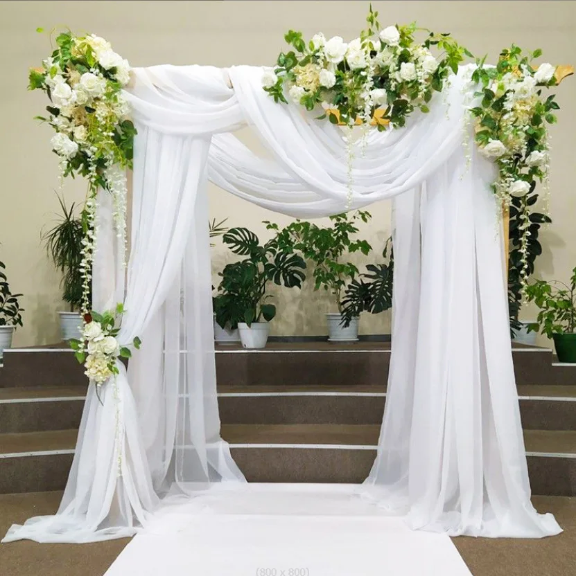 

3Pcs Set Wedding Arch Drape Fabric Sheer Chiffon Tulle Curtain Draping Backdrop Party Supplies Home Drapery Ceremony Decoration