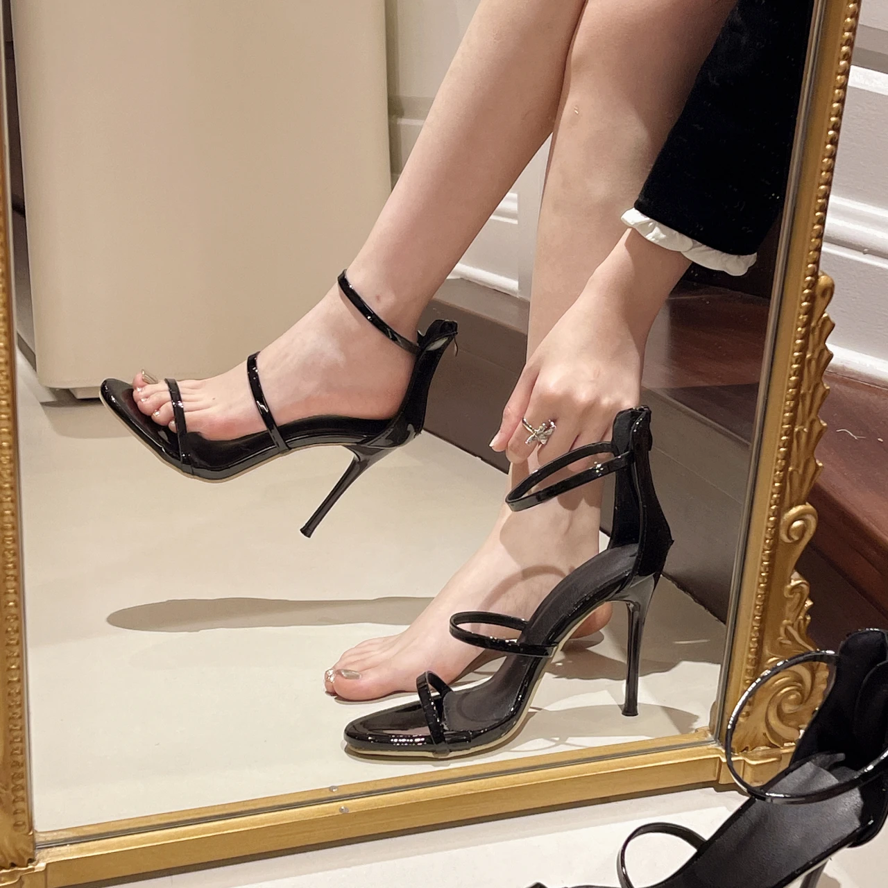 

Ladies French Elegant Stiletto Sandals New Style Slingback Temperament Highheeled Mules Dress Party Women Shoes Zapatos De Mujer