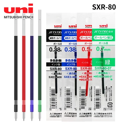 12 Uds Japón UNI recambios de bolígrafo serie JETSTREAM SXR-80 0,38/0,5/0,7mm SXE3-400/MSXE5-1000 suministros de oficina aceitosos